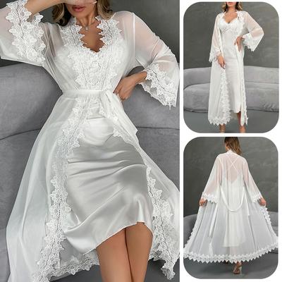 Women's Robe Nightgown Two-Piece Set Sexy Cardigan Pajamas Comfortable Loungewear 846 Complete Cozy Sleepwear Set for Ultimate Relaxation