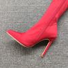 Footwear Thigh High Shoes for Woman Big Red Women's Boots Above Over The Knee with Laces Lace-up Pointed Toe Very Heel Work Pu
