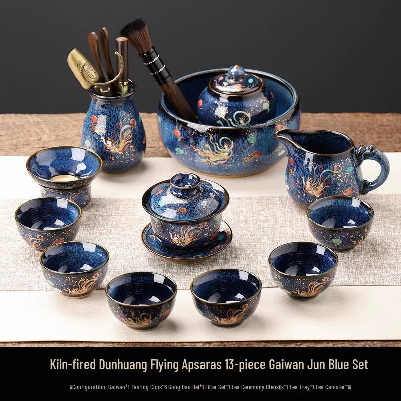 Dunhuang Creative Flying Apsaras Kiln Tea Set - Home & Office Gift Box