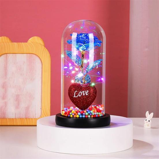 Ewige Rose Geschenk für Frauen Mama Ehefrau Leuchtende Ewige Rose Blume in Glasglocke Romantisches Geschenk für Hochzeiten Valentinstag Jahrestag