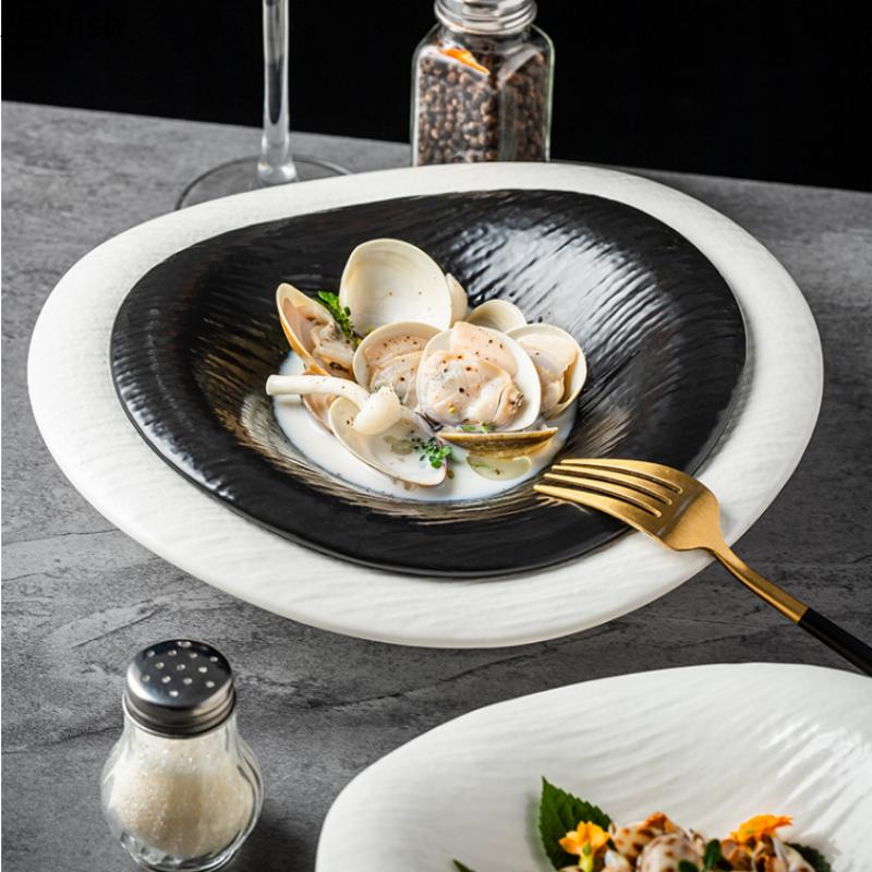 Irregular Ceramic Soup Plate Dinner Plates Serving Plate Western Plates   Fruit Tray Salad Bowl Dessert Bowls Noodle Bowl Dish