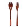 2Pcs Wooden Spoon Fork Dinnerware Set Long Handle Rice Soup Dessert Spoon Japanese Style Dinner Spoon and Fork Set Wood Cutlery