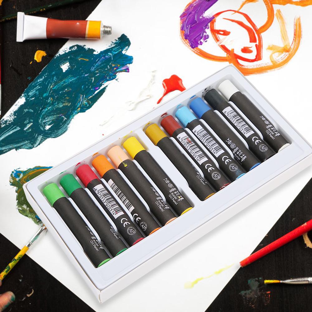 Oil Pastel Round Crayon Painting Stick Drawing Pen Children Stationery Art Supplies 12 Colors