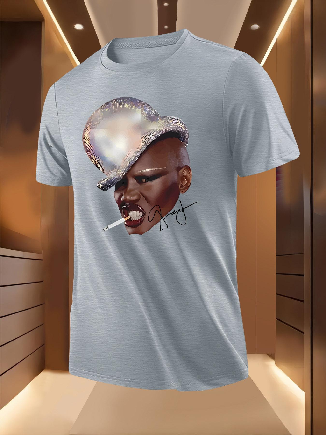 Graphic Tshirt with Hat Face Print Design - Breathable Li... S