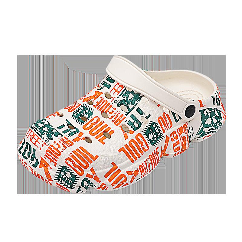 

Hole shoes men s summer home outdoor bag head slippers thick bottom stepping on shit feeling sports cool slippers large size beach shoes 44-45 білий