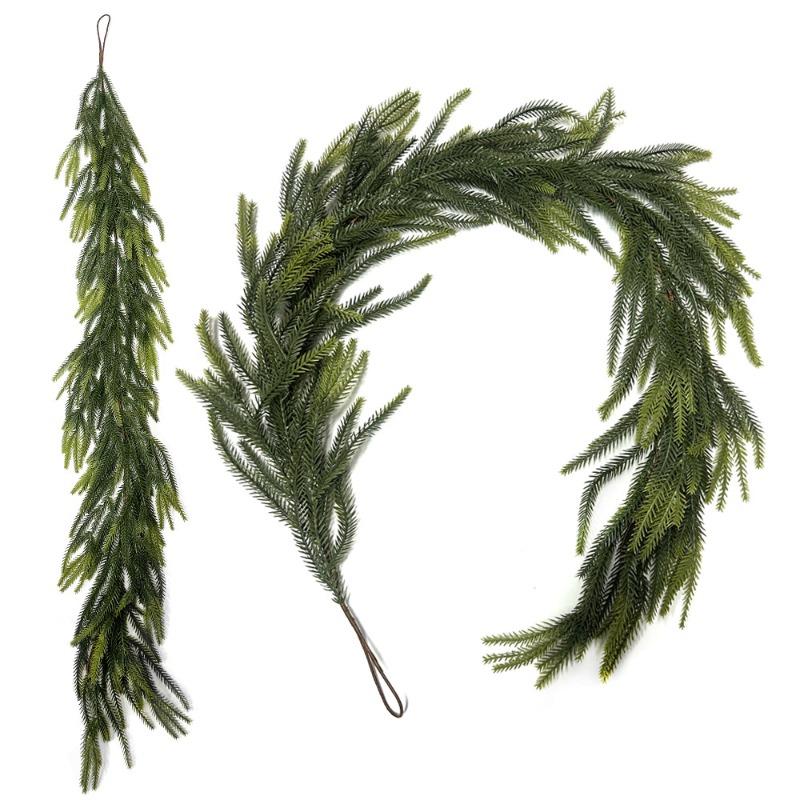 Artificial Soft Rubber Simulation Green Plant, Vine and Vine Home Christmas Door Hanging Pine Needle Decorative Pendant