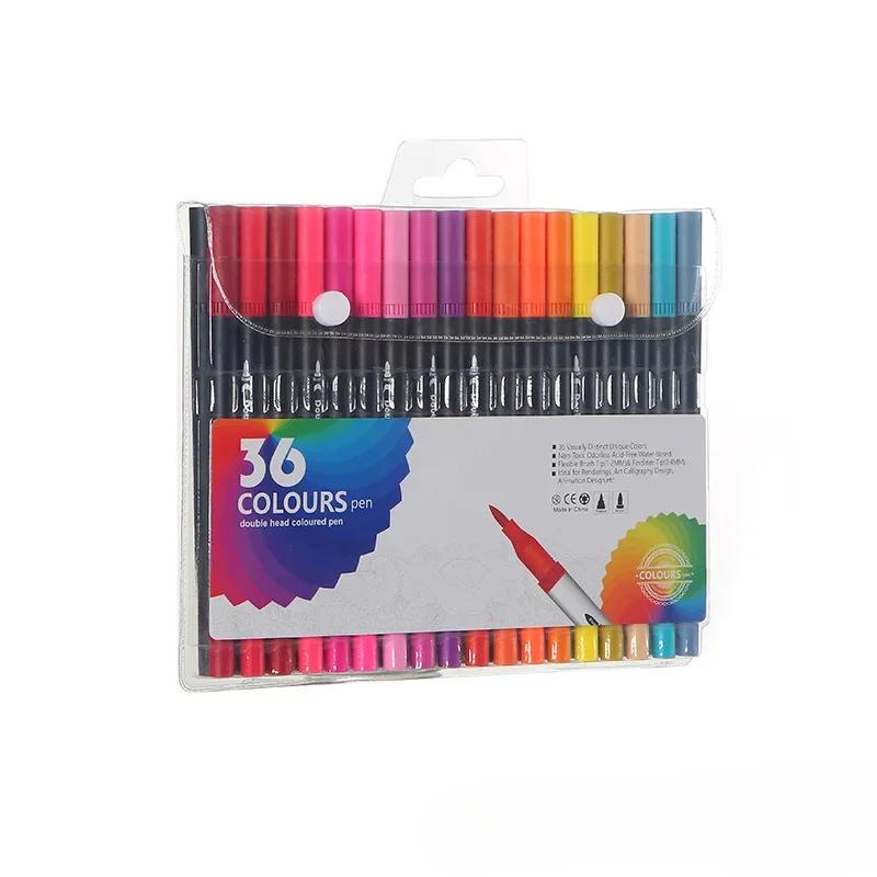 12/24/100/120 Colors Felt Tip Drawing Watercolor Art Markers Pen Dual Brush Fineliner Colouring Pen Set for Calligraphy Painting