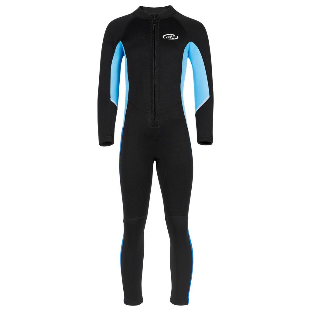 Kids Thermal Swim Jumpsuit Color Contrast Design Full Sleeve Zipper Closure Water Sport Outfit