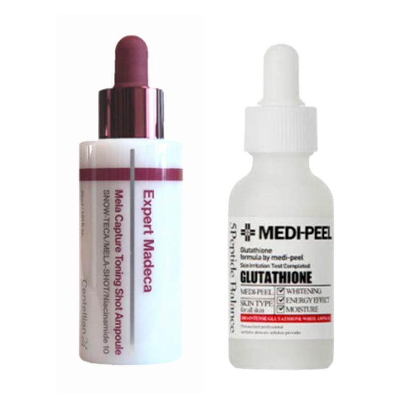 

[Whitening & Glow] Luminous Toning Kit – Dongkook Mela Capture Toning Shot Ampoule (30ml) + Medi-Peel Gluthione 600 White Ampoule (30ml) Shot 30ml + Gluthione 30ml