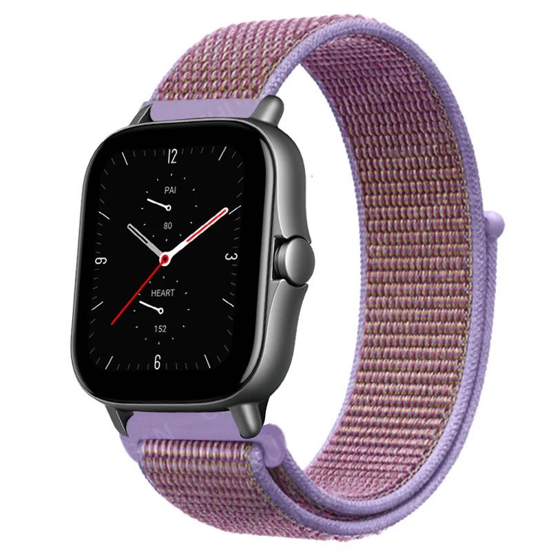 20mm/22mm Nylon Loop watch band For Amazfit GTS/4/2e/3/GTS2 Mini/GTR 4/3 pro/47mm/GTR2/2e/stratos Bracelet Amazfit bip-u strap