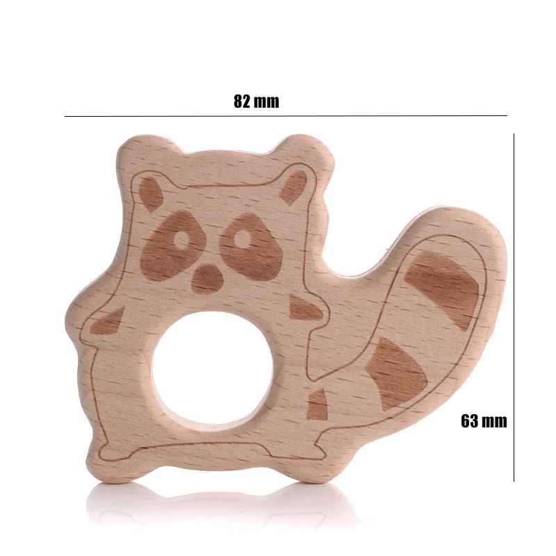 1Pcs Wooden Rodent Teethers Baby Cartoon Animals Rainbow Ice Cream Beech Teether Pendant For Baby Pacifier Chain Nurse Gifts Toy