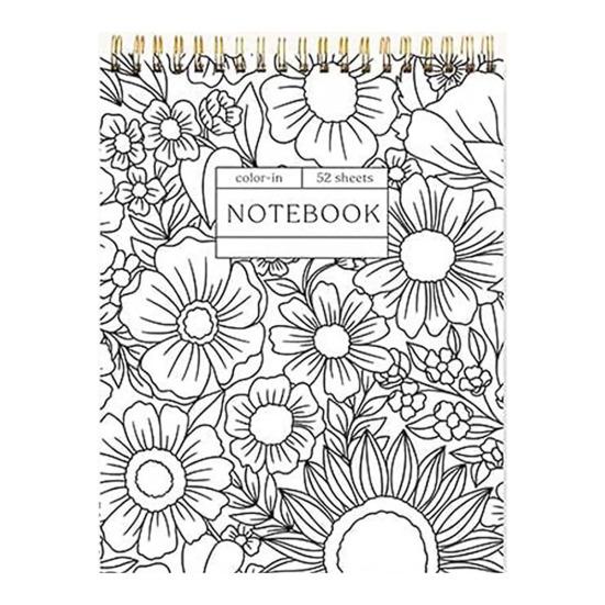 Color-In Spiral Notebook And Daily Planner Meeting Notes Coloring Book Floral