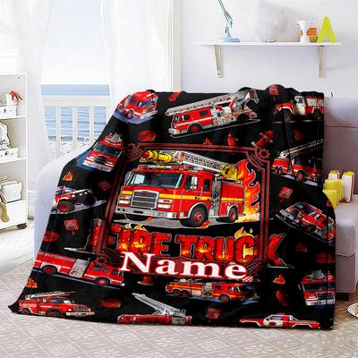 Fire Truck Customize Your Name Home Blanket S Comfortable Soft Lightweight Allseason Multipurpose Blanket For Picnics Sofas Offices Beds Living Rooms