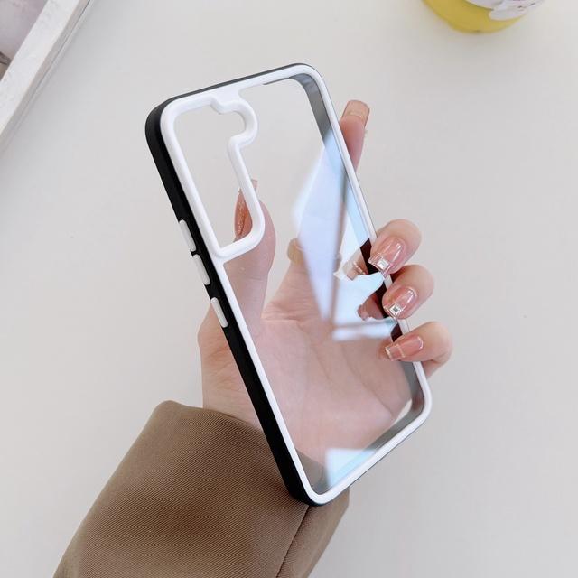 

Твердый силиконовый каркас + прозрачный акриловый чехол для Samsung Galaxy S22 Ultra S22 + A13 A53 A73 противоударный прозрачный чехол For Samsung S22Ultra чёрный