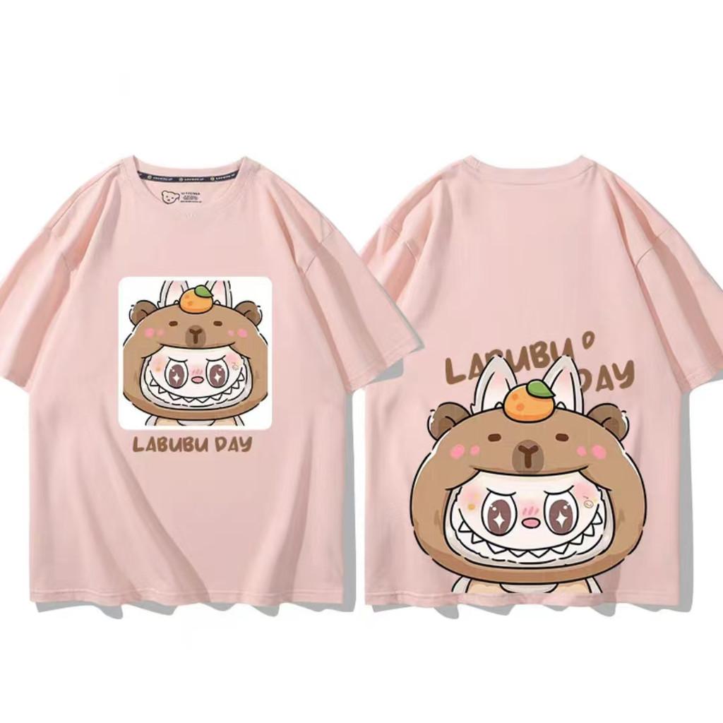 Loose Unisex Short Sleeve T-shirt Printing Woman Tees Baggy Baggy Round Neck Loose Tops Labu 150