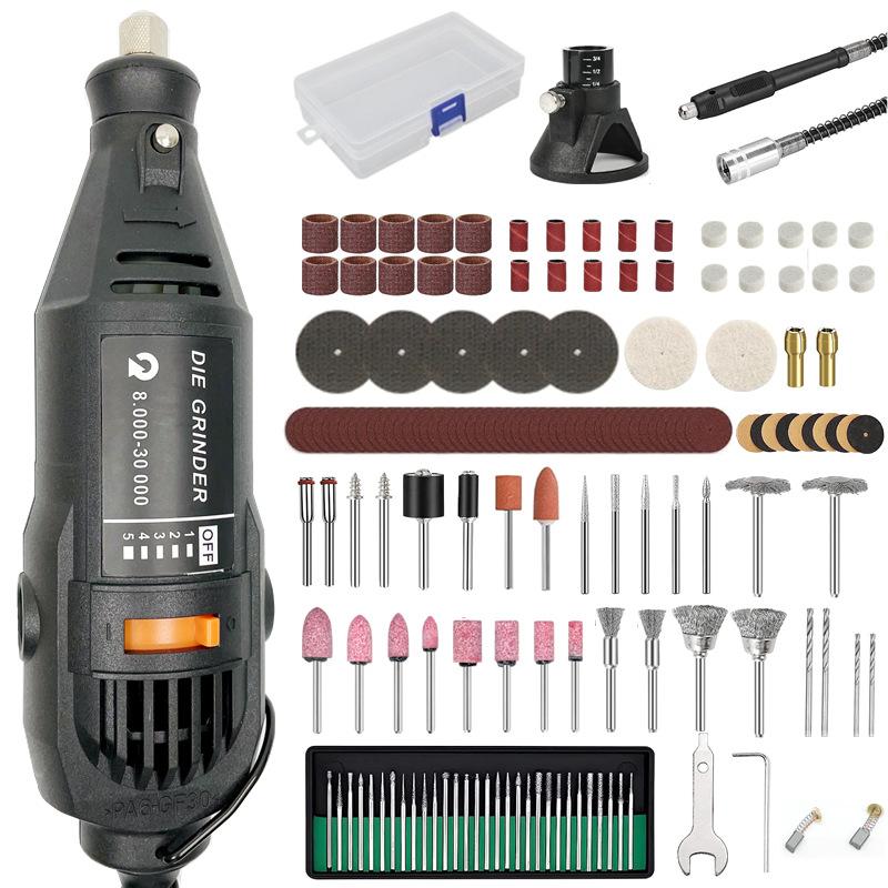 Speed Control Mini Electric Grinder Micro Rotary Grinder 130W Handheld Grinder DIY High Power Portable Electric Drill Set EU Plug