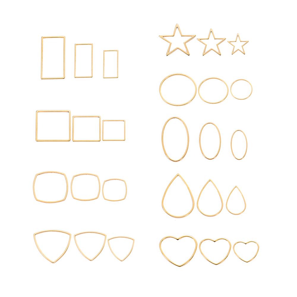 20pcs 3 Size Gold Stainless Steel Charm Pendant Open Bezels Hollow Pressed Resin Frame Mold Bezel DIY Jewelry Making Accessories