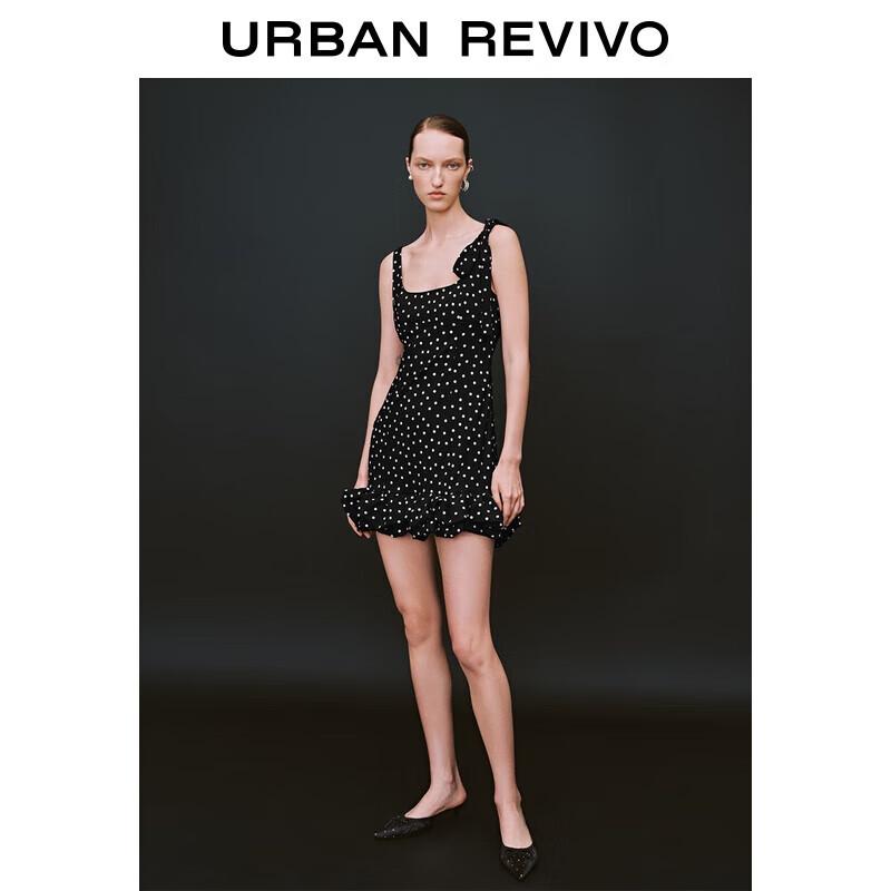 

UR Women s Polka Dot Bow-Tie Ruffle Dress L