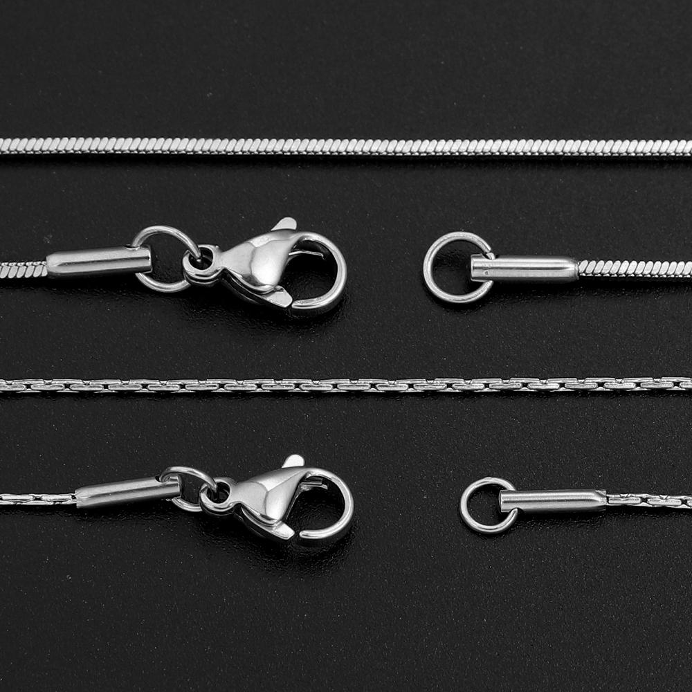 5 Stück Edelstahl Schlangenketten Halskette 0,9/1,1mm Einfach Silberfarben Schlangenknochenkette Für Frau Mann Mode Schmuck Zubehör