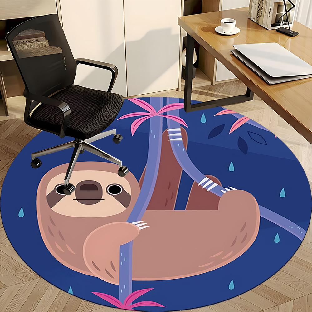 1 Stück Faultier Regenwald Büro Runder Teppich, Unter Bürostühlen Schlafzimmer Wohnzimmer Heimdekoration, Raumdeko