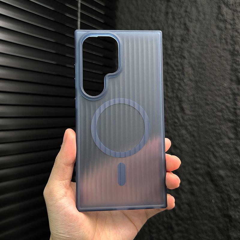 

Highend Luxury Quality Matte Stripe Translucent Case For Samsung Galaxy S25 S24 S23 S22 S21 Plus Ultra Magsafe Wireless Charge Shockproof Cover For Samsung S25