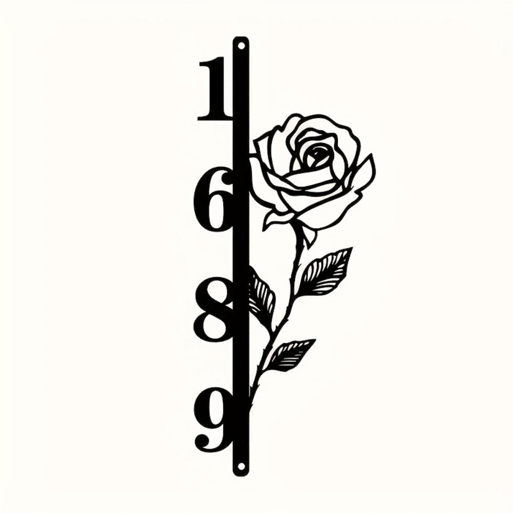 1pc Handmade Rose Metal Wall Sign Vertical Outdoor Garden Christmas Gift