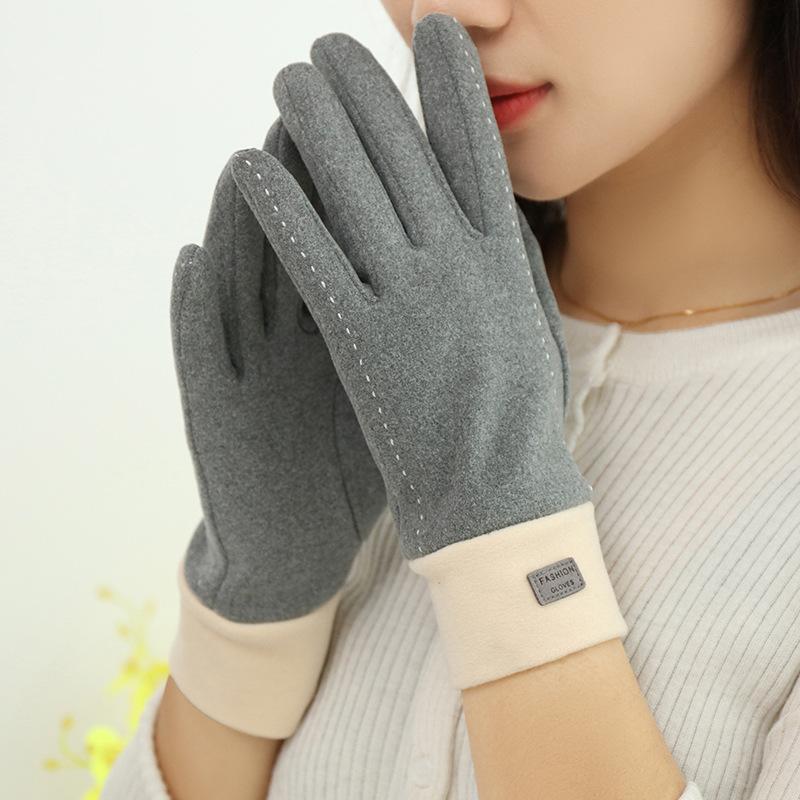 Women Autumn Winter Keep Warm Touch Screen Thin Plus Cashmere Solid Simple Style Gloves Cycling Drive Fashion Elegant Windproof