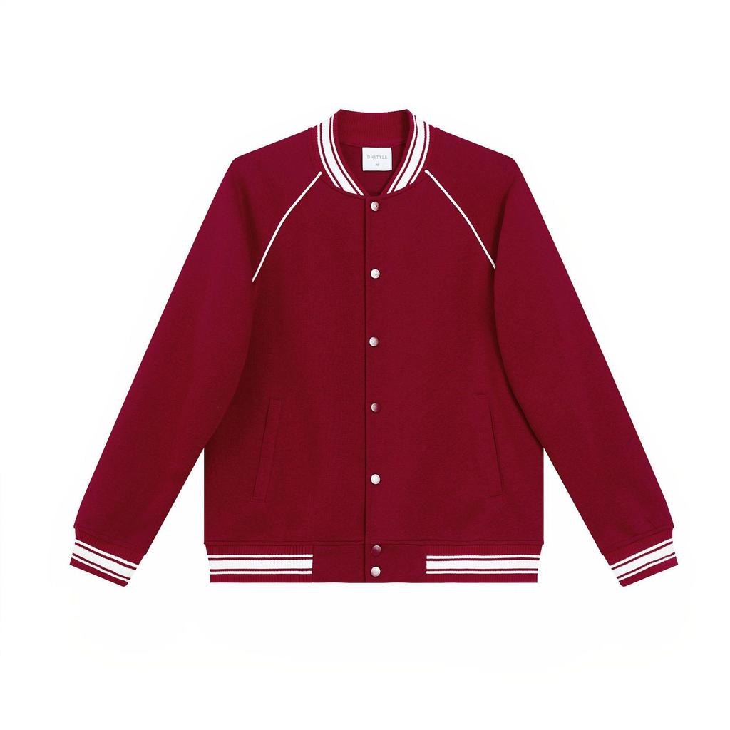 Autumn/Winter Color Block Unisex Cotton Blend Baseball Jacket - Heavyweight 380g College Style Hoodie Cardigan