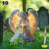 2D Angel Cross Garden Statue Religious Memorial Decor Durable Plastic Lawn Tombstone Mark Christmas Easter Thanksgiving Easy To Install