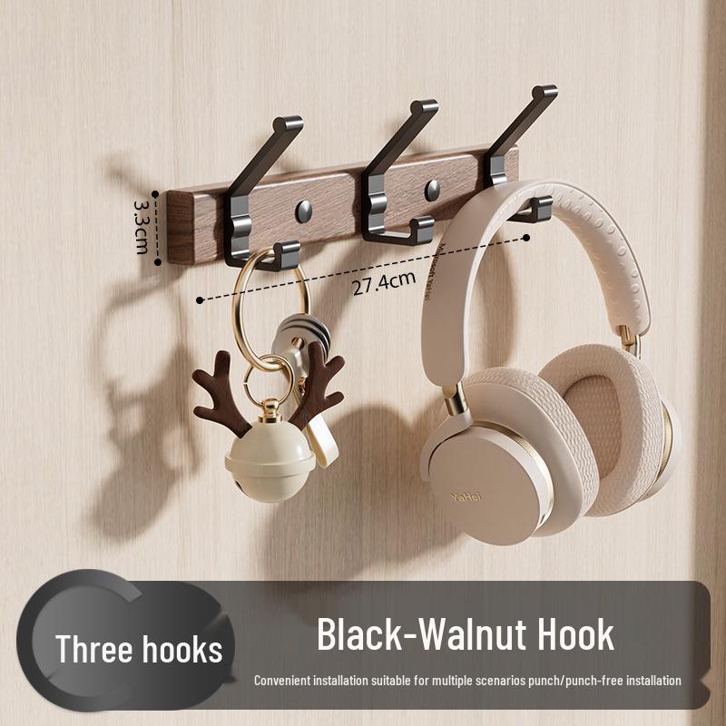 Walnut Strong Load-Bearing Door & Wall Hook Rack