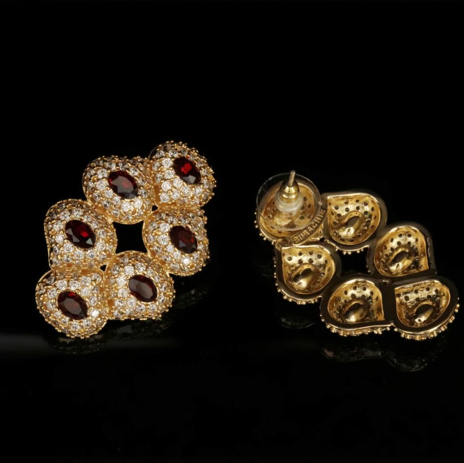 Elegant Zirconia Ruby Earrings - Exquisite Fashionable Design
