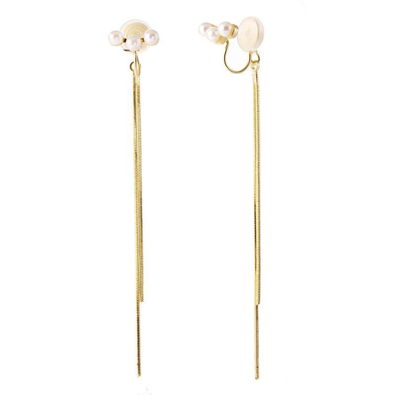 Kolczyki Chwosty ze Sztucznych Pereł 2023 Nowe Lekki Luksus Komar Cewka Bez Przekłuwania Klips na Ucho Damskie Akcesoria do Uszu