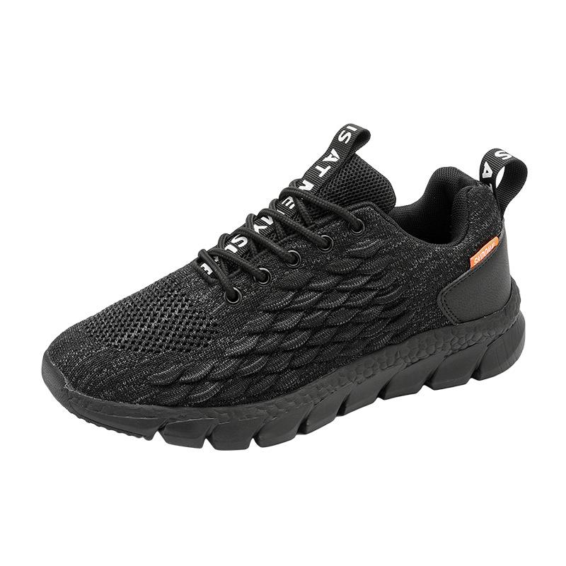 Schwarze Schuhe Frühling und Herbst Neu Atmungsaktiv Deodorierend Laufschuhe Verschleißfest Weichsohlenschuhe Freizeit Netz Netzschuhe