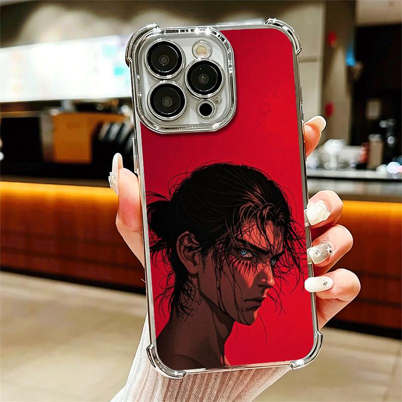 

A-Attack On T-Titan Eren Yeager Plating Phone Case For Iphone 16 17 Pro Max Air 16E 14 15 Plus 12 13 Mini Anti-Fall Airabag Cove iPhone 14 Pro