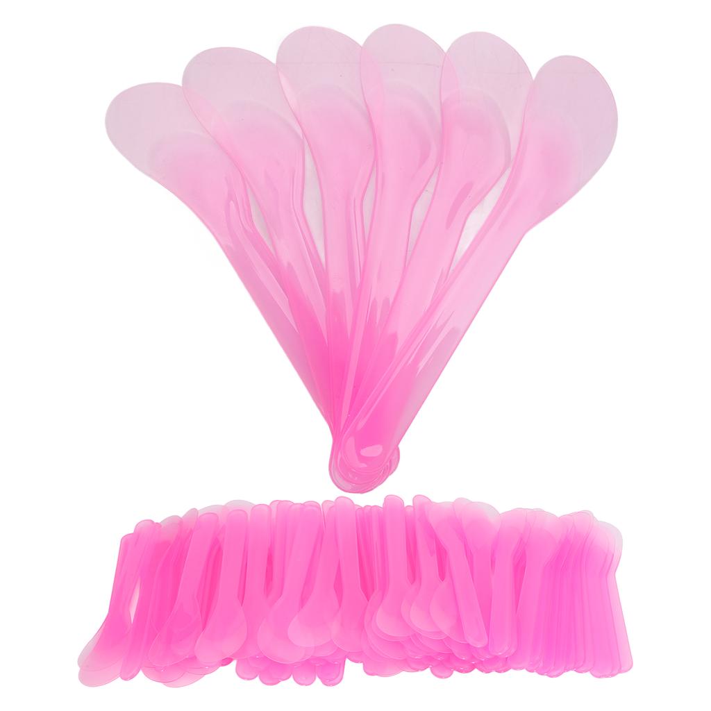 100pcs Cosmetic Apply Spatula Disposable Makeup Face Mud Mask Mixing Spoon Pink Translucency
