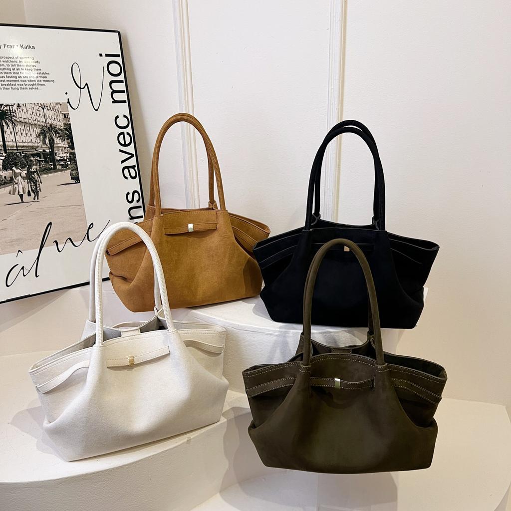 Large Capacity Matte Tote Bag 2025 New TEMU Pleated Retro Wing Bag Shoulder Armpit Bag