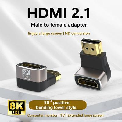 8K HDMI-kompatibler Seitenbiege-90-Grad-Adapter 90-Grad-Rechtwinkel-270-Grad-Adapter HDMI-Stecker auf Buchse Erweiterungsanschluss