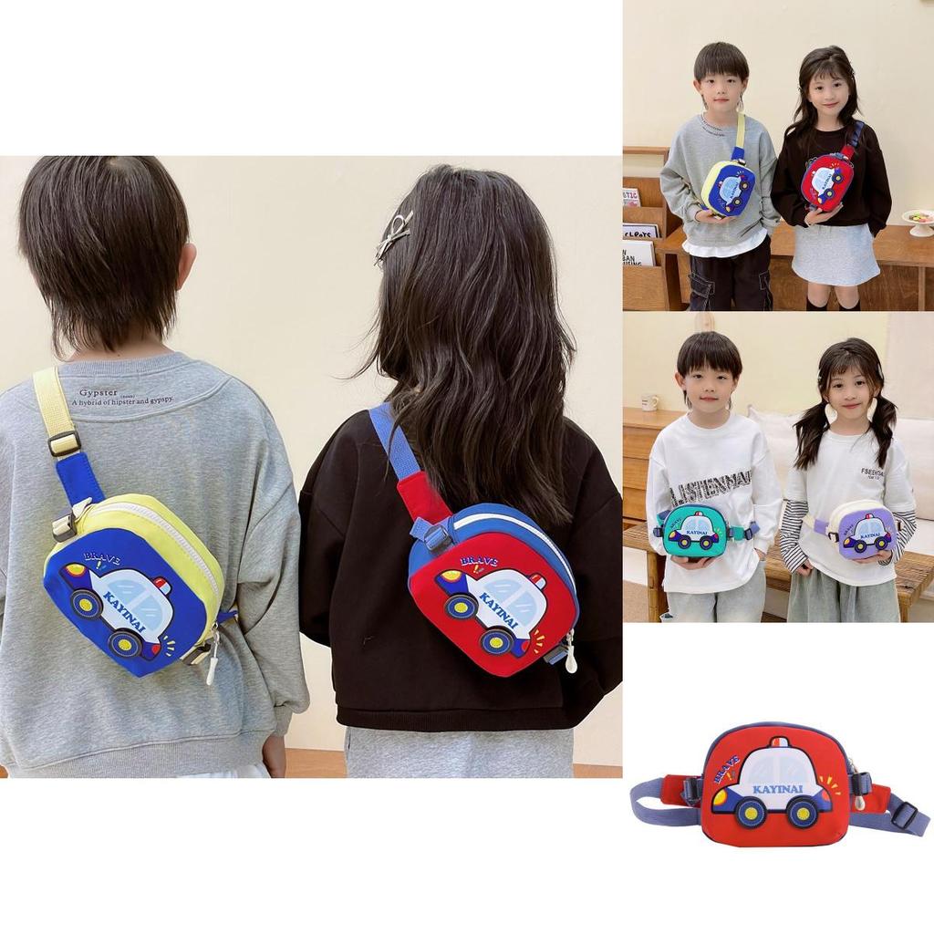 Stylish Kids Shoulder Bag With Cartoon Car Print Lightweight Versatile Design For Boys And Girls