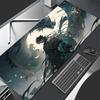 Mond Samurai Wolf Mauspads PC Cool Roter Anime Junge Tastaturteppich Gamer Schrank Mauspads Laptop Schwarz und Weiß Erweiterte Schreibtischmatte