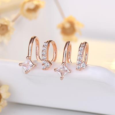 Temperament Double-layer Ear Clip Without Ear Piercing Earrings Trendy Temperament Ear Bone Clip Earrings