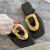 Fashion Fashion Metal Flip Flops Women Slippers New In 2025 Luxury Summer Beach Female Slides Ladies Slippers Flats Sandals Shoes