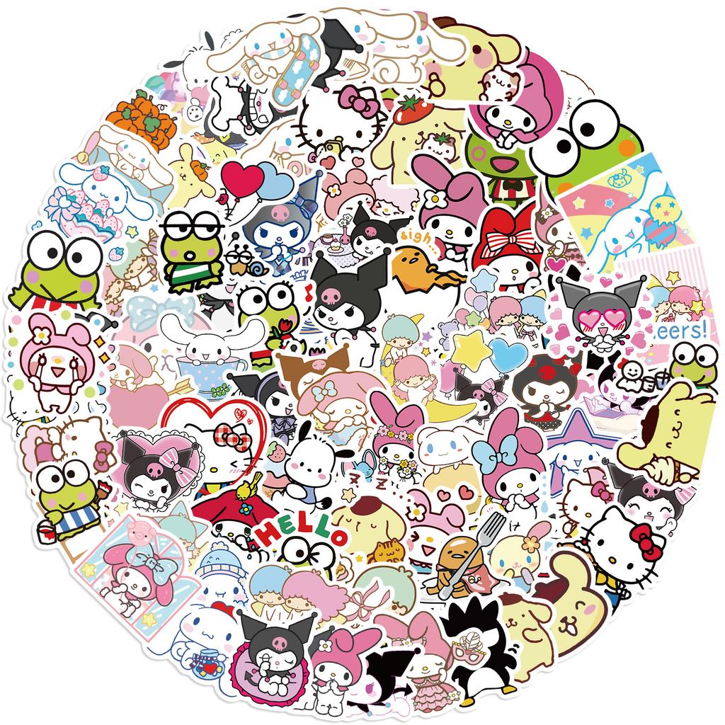 50/100pcs Sanrio Series Kuromi Hello Kitty Cinnamoroll Stickers Cute Multi-purpose Waterproof Decorative Refrigerator Computer