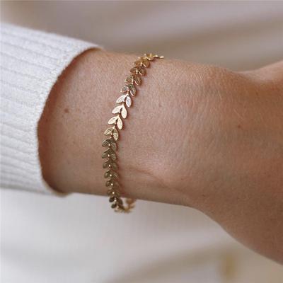 Fashion Hand Jewelry Metal Geometry Fishbone Modelling Bracelet Anklet Double-duty Manual Chain Bangle Women Girls Gifts