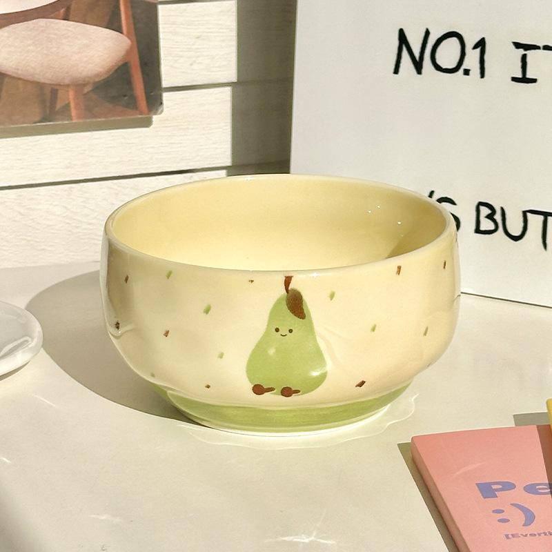 Ins Cute Ceramic Rice Bowl High Value Fruit Dessert Bowl Tableware Set Gift Box Housewarming Gift