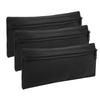 3Pcs Front Zipper Pencil Cases MultiFunction Bag Large Capacity Neoprene Portable Stationery Storage(Black )