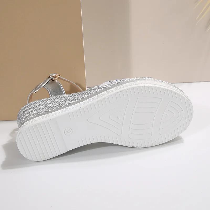 Summer Open Toe Buckle Shallow Solid Platform Wedge Sandals 2025 Fashion Ladies Shoes High Quality Ankle Strap Women's Sandals