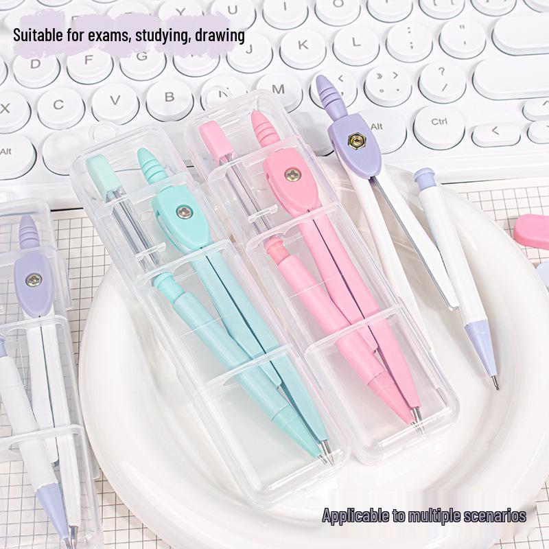 Morandi Color Compass Set with Lead Refills - 2-Piece Drawing Tools & Learning Stationery