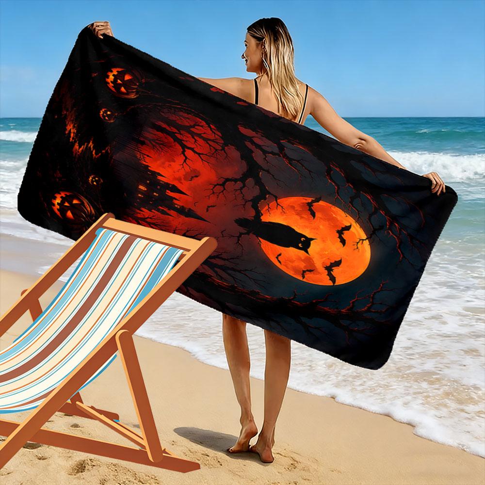 Eerie moonlit enchantment Print beach towel, quick drying, suitable for travel, outdoor sports, jogging, the beach and swimming, gift