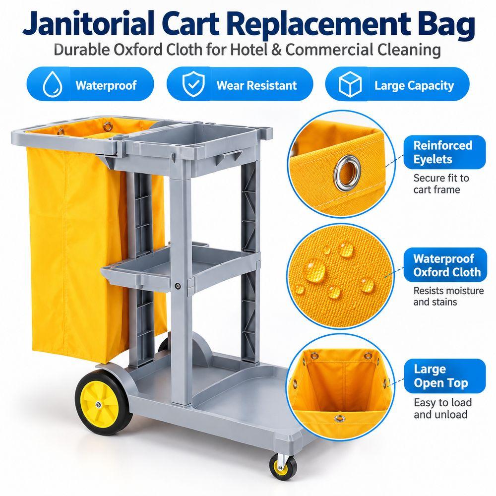 Waterproof Janitorial Cart Bag Cleaning Cart Trash Bag  for Hotel Motel and Cleaning Service Carts