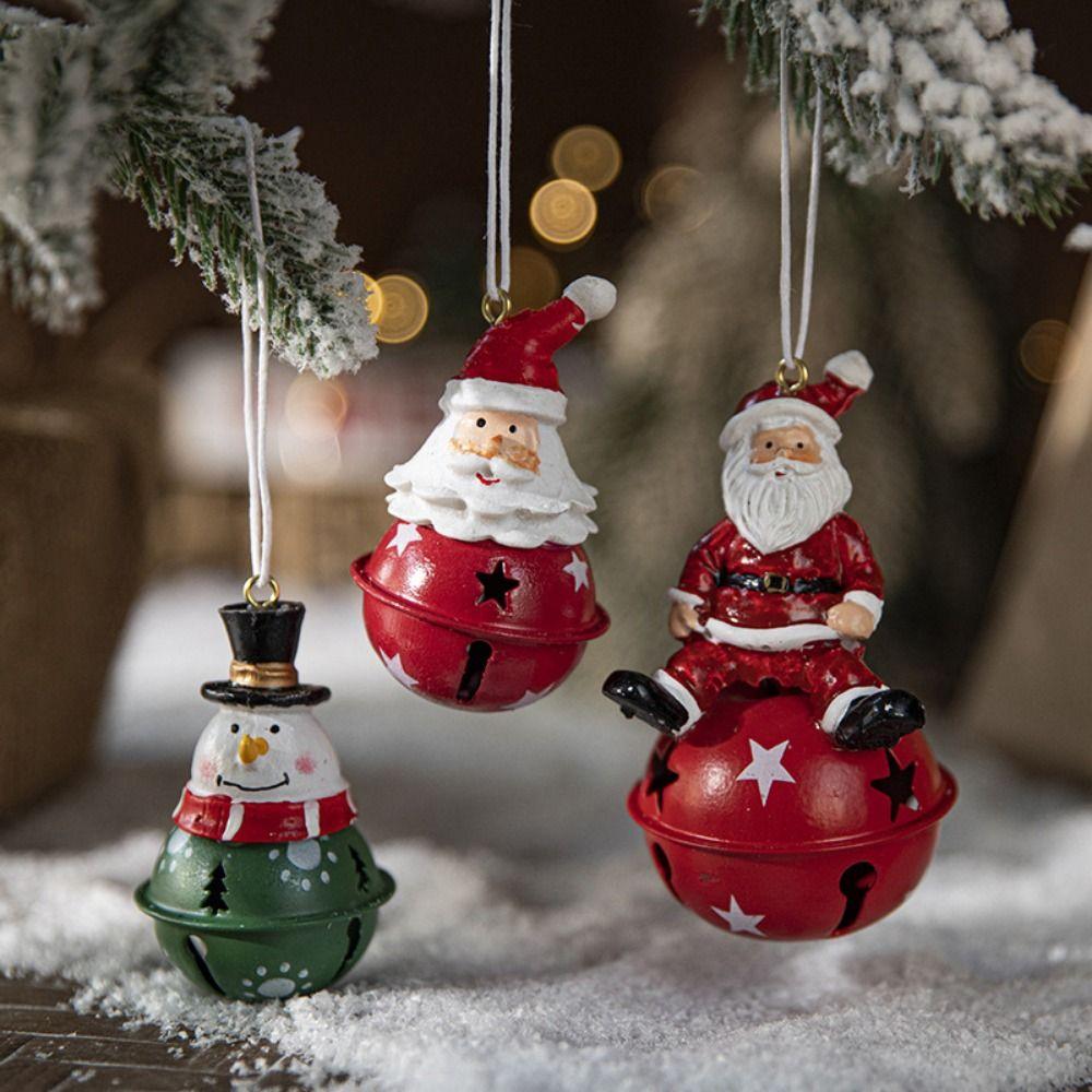 

Cute Christmas Santa Bell Pendant Resin/Iron Xmas Tree Pendant Home Decor